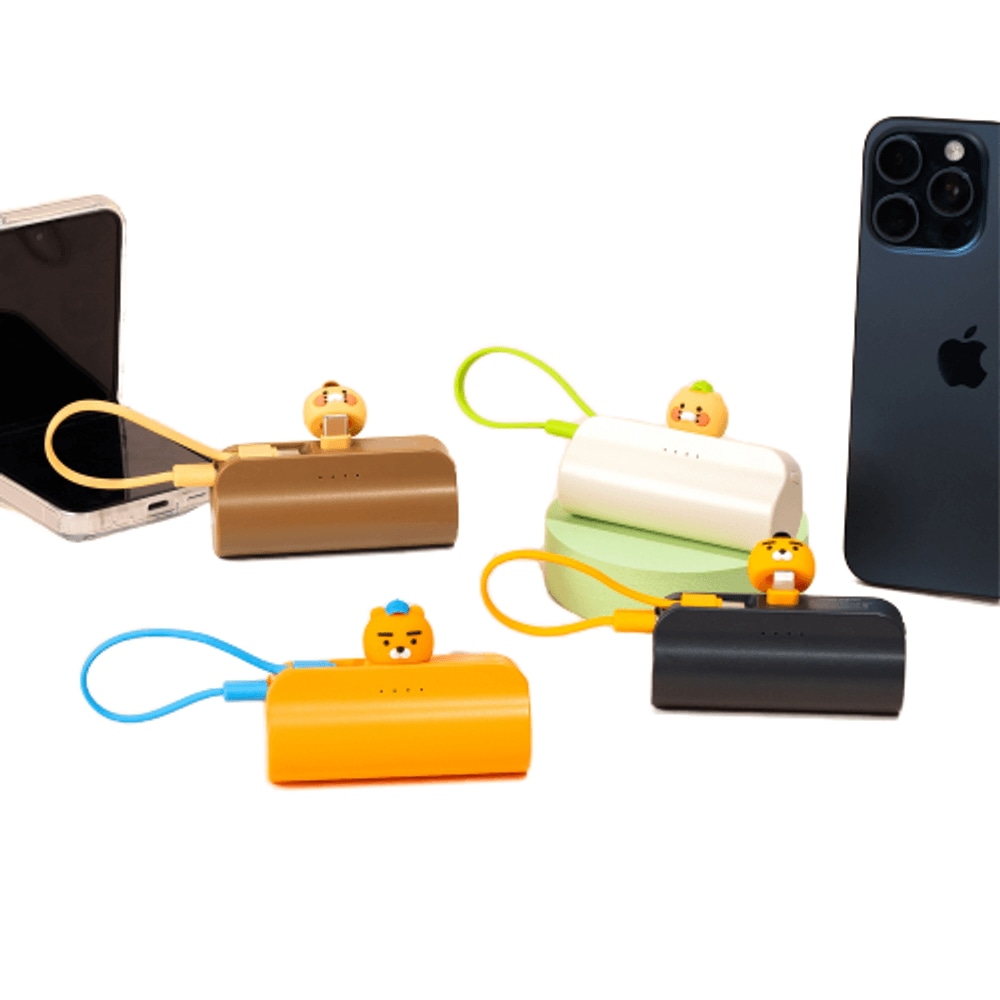 カカオフレンズ ボールキャップ ドッキング型 20W 高速充電 補助バッテリー 5000mAh(8ピン/Cタイプ)