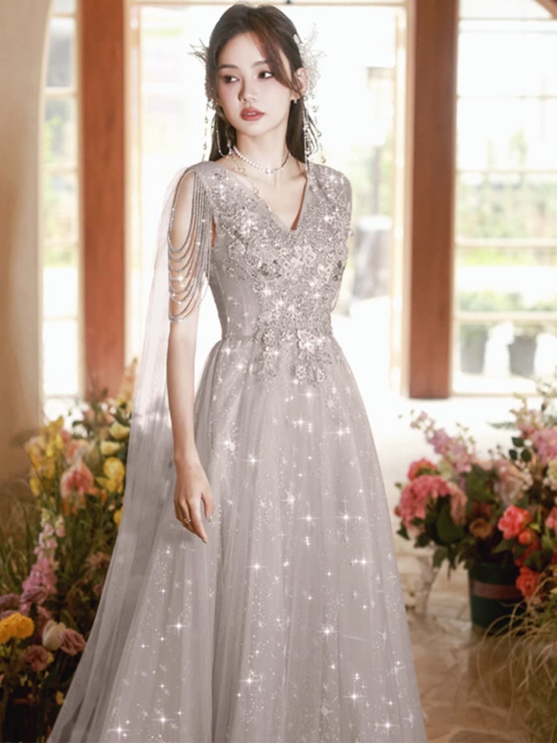 ドレス イブニングガウン2024新しいパーティースリムなディナーイブニングガウン