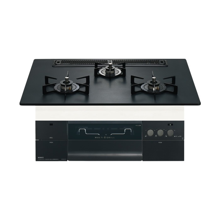 プロパンガス用 75cmビルトインコンロ PROGRE ラックリーナ プラチナブラックアルミ N3S23PWAAFBAEC-LPG