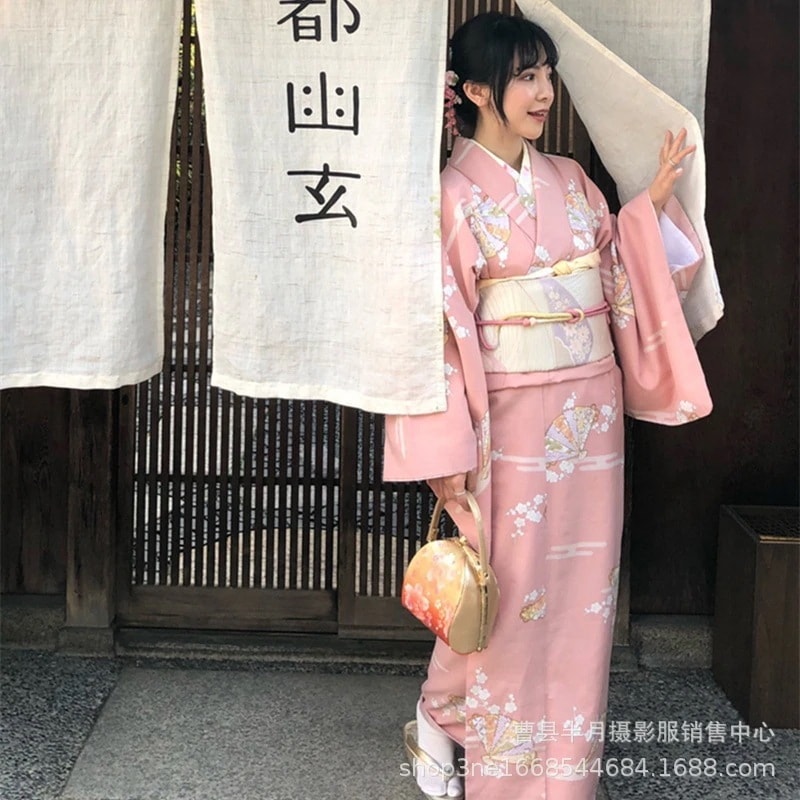 ハロウィン コスプレ浴衣セット レディース 可愛らしい ピンク 浴衣 和風スタイル 4点セット