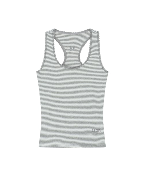 【AS"ON】 RIPPLE STRIPE SLEEVELESS / GRAY 正規品