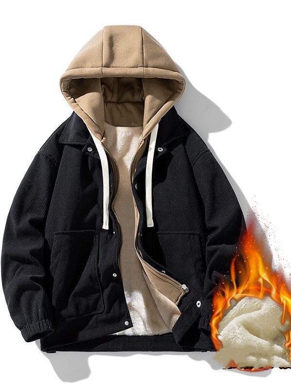 新作登場 スタジャン メンズ フード付き ミリタリー レイヤード 裏ボア 裏起毛 コーデュロイ 厚手 ブルゾン 野球服 秋冬 暖かい カジュアル