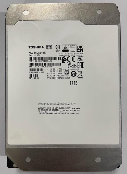 HDD TOSHIBA MG08ACA14TE 14TB 3.5インチ 7200rpm 6Gb/s SATA3 SATA [Used]