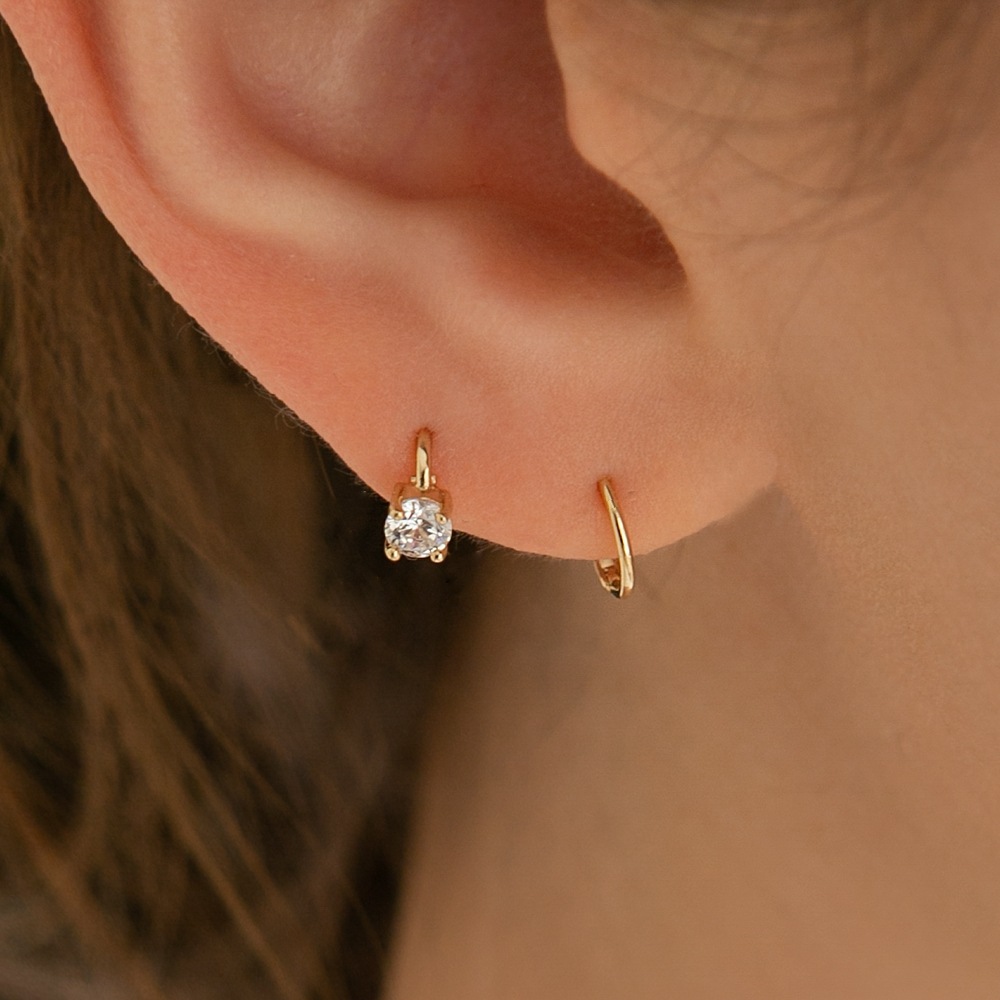 LUNNE 14k ミニキュービックワンタッチピアス 14k ゴールド #ER02