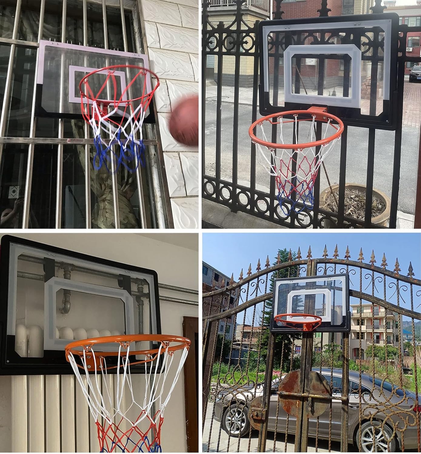 バスケットゴール フェンス/電柱/ポスト用に壁に取り付けられたバスケットボールフープ 屋内屋外スポーツの十代の若者たちのバスケットボール板, よくできたバスケットボールのフープとゴール