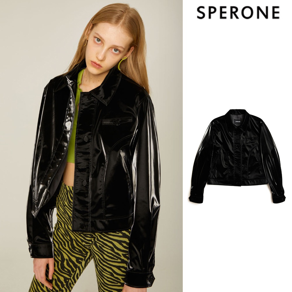[SPERONE] Glossy Leather Jacket