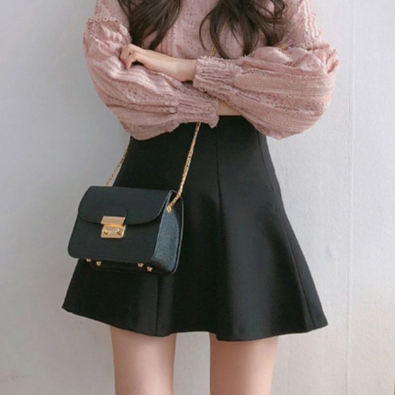 フレアミニスカート スカート ボトムス ミニスカート ミニ ミニ丈 フレア Aライン ハイウエスト 綿 かわいい 大人可愛い きれいめ シンプル カジュアル 大人 上品 おしゃれ お洒落 大人可愛い