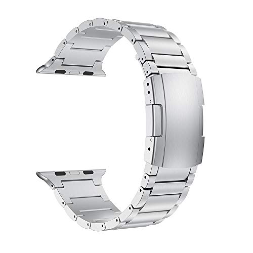 LDFAS Apple Watchバンド44mm/42mm対応 チタンメタル腕時計ベルト ダブルボタン留め Apple Watchシリーズ4/3/2/1対応 AW130201