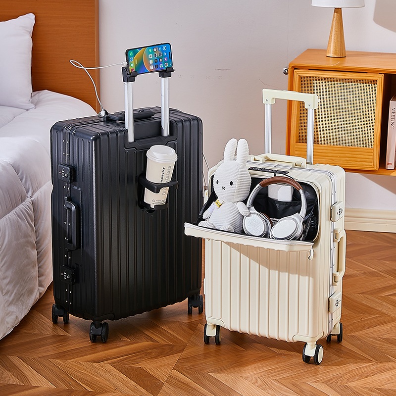 女性用荷物 2025 新ユニバーサルホイールトロリーケース 20インチ 小型キャビン旅行パスワードボックス 男性用フロント開閉