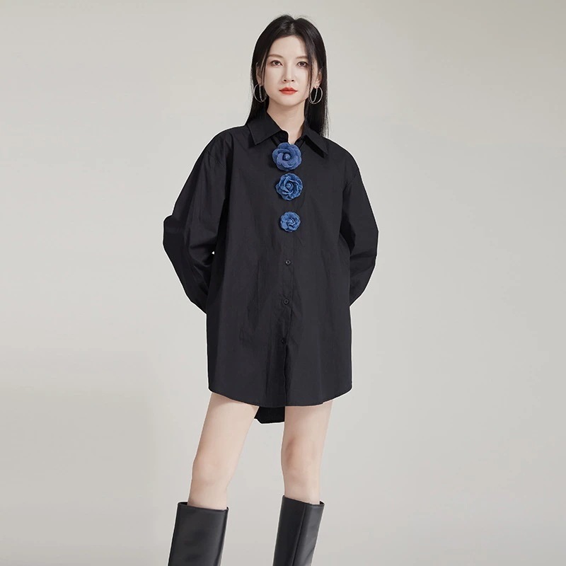 トップスシャツブラウス中国では立体的な花のシャツをデザインしています秋の高級感があります