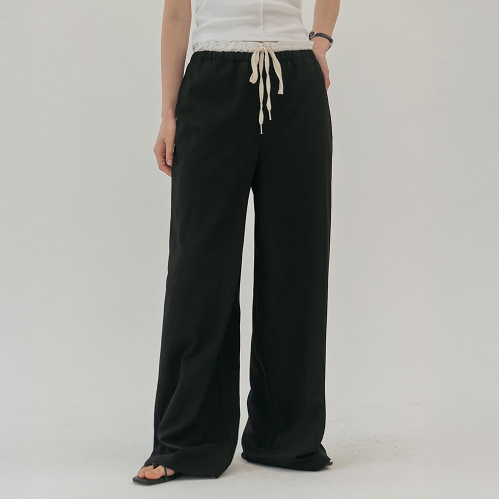 ステアカラーリングフリルバンディングワイドパンツ