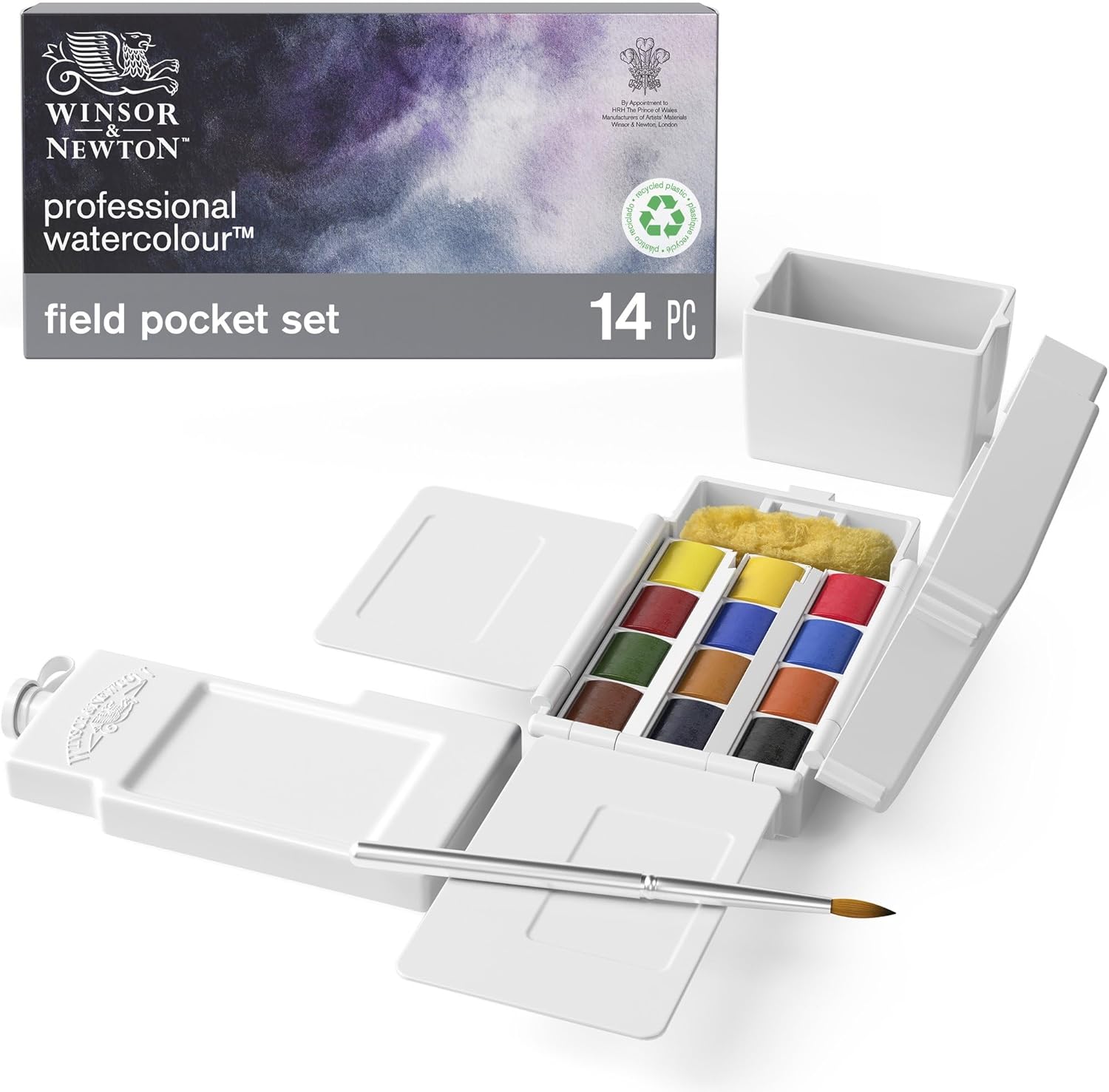 Winsor & Newton ウィンザー&ニュートン 水彩絵具 プロフェッショナル・ウォーターカラー フィールドポケットセット ハーフパン 12色セット 18809685