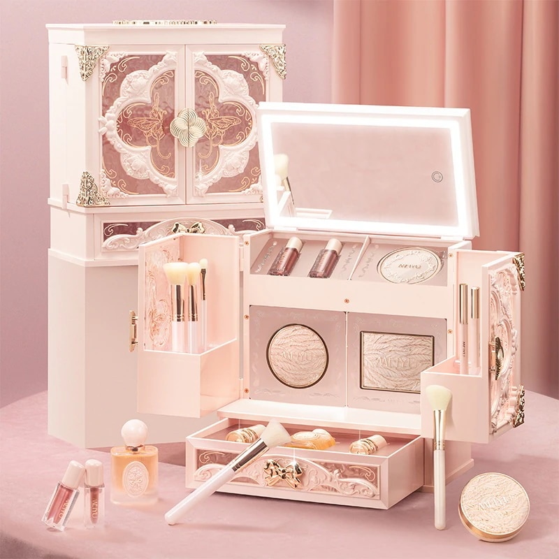 YOULIYOULA【限定商品 新作登場】バタフライメイク14点セット/コスメセット/Ledライトミラー/多機能化粧箱/誕生日プレゼント/ギフトボックス/バレンタインデー/SNSで話題沸騰/中国...