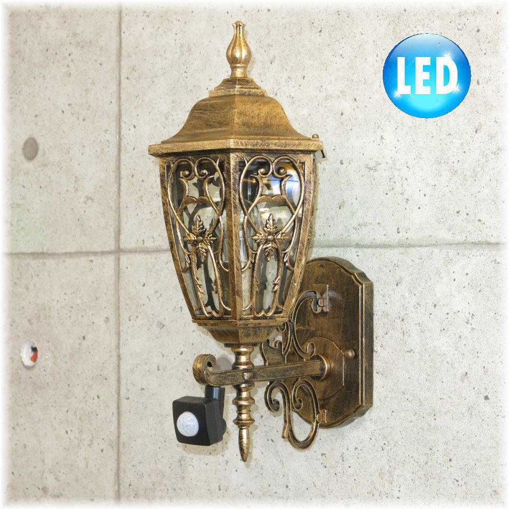 【LED付き！】 新品 アンティーク調 人感センサー付き ポーチライト 門灯 玄関灯 壁照明 ウォールライト