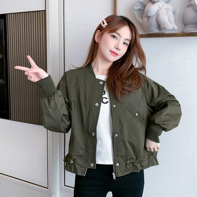 最終ブルゾン アウターとレディース ノーカラージャケット ドローストリング ショート丈 大きいサイズ ミリタリージャケット フライトジャケット ゆったり 大人可愛い
