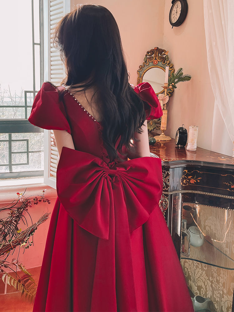 宴会花嫁乾杯服 2025 婚約結婚式成人式イブニングドレススカート女性用 ウェディングドレス