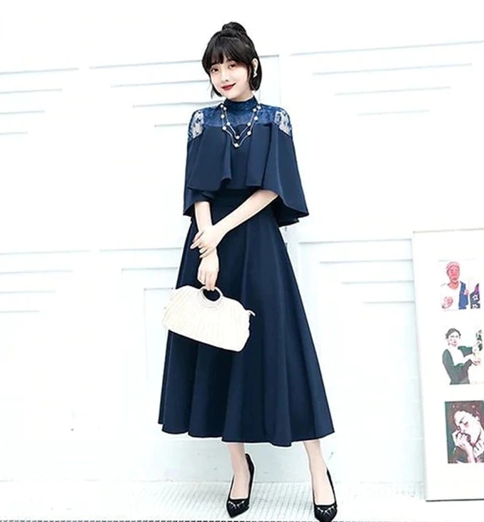 ドレス 結婚式 お呼ばれ パーディー ミモレ丈 パーティードレス レースドレス ワンピース おしゃれ フォーマル 二次会 パーティー お呼ばれ 演奏会 成人式