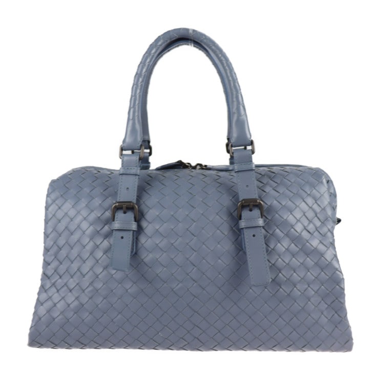 BOTTEGAVENETA ボッテガヴェネタ ハンドバッグ 283363 プリュッセ イントレチャート レザー ライトブルー ミニボストンバッグ【本物保証】