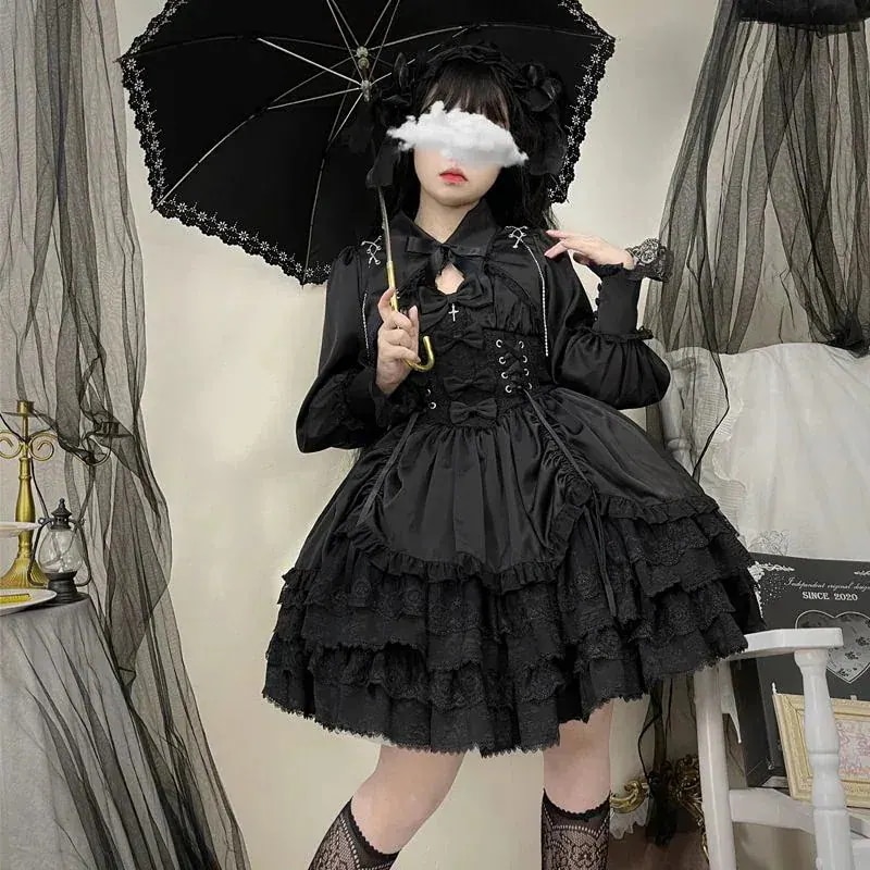 期間限定で復活 ハロウィン コスプレロリータ メイド服 二次元 マッシュクール ワンピースダークjskサスペンダーワンピース