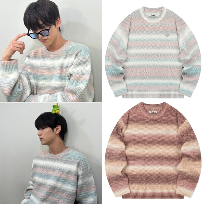 txt スビン着用 グラデーションストライプニット