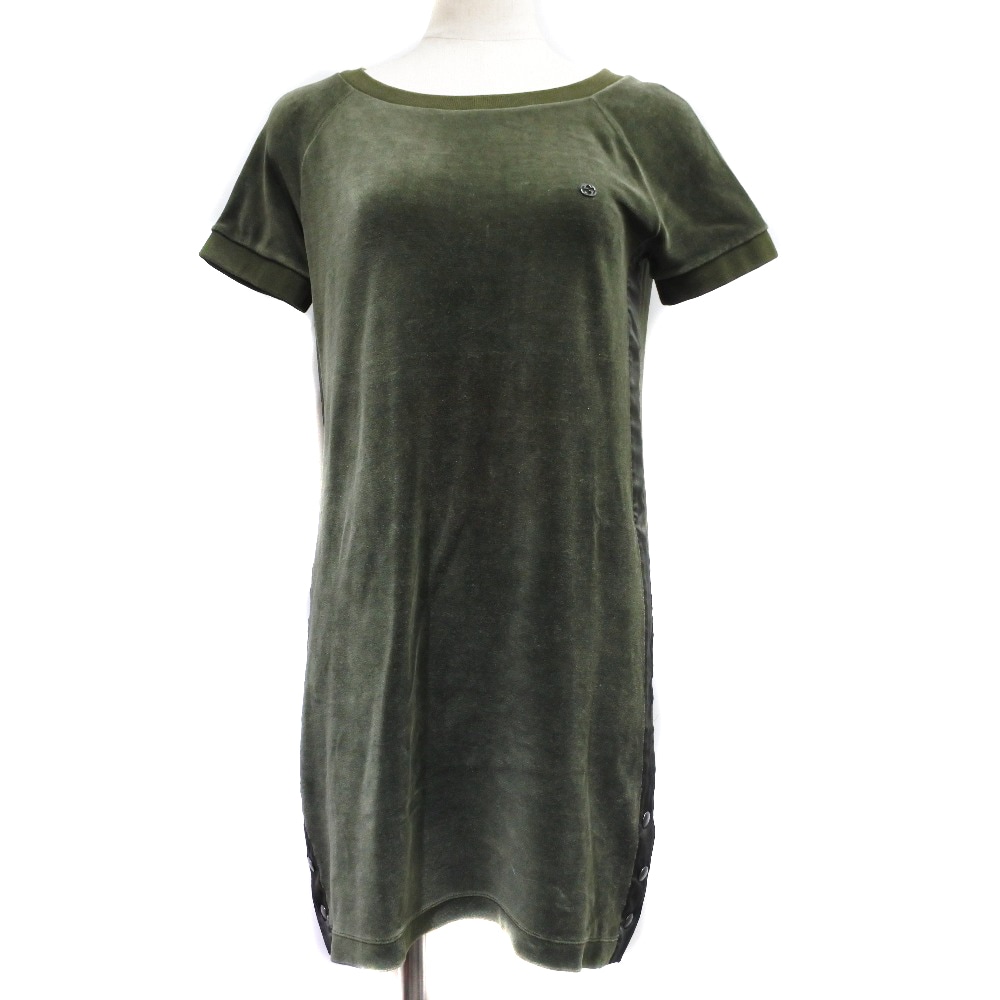 サイドライン ワンピース ベロア カーキ レディース 中古品 10,656円