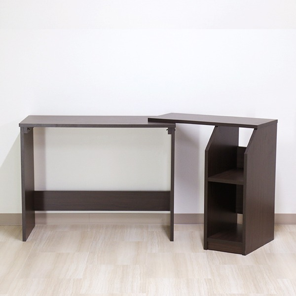 デスク ブラウン 幅90cm 伸長 システム ハイ タイプ 日本製 木製 棚 収納 付き 在宅 テレ ワーク オフィス 勉強 机 13,139円