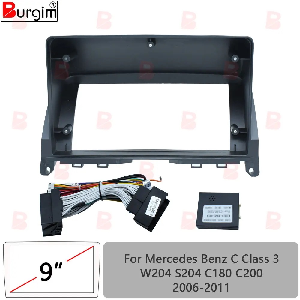 メルセデス・ベンツ Cクラス W204 S204 C180 C200 専用 9インチ カーレシオ 取り付け フレーム ハーネス 電源ケーブル アダプター CANBUS 2006-2011年 モデル