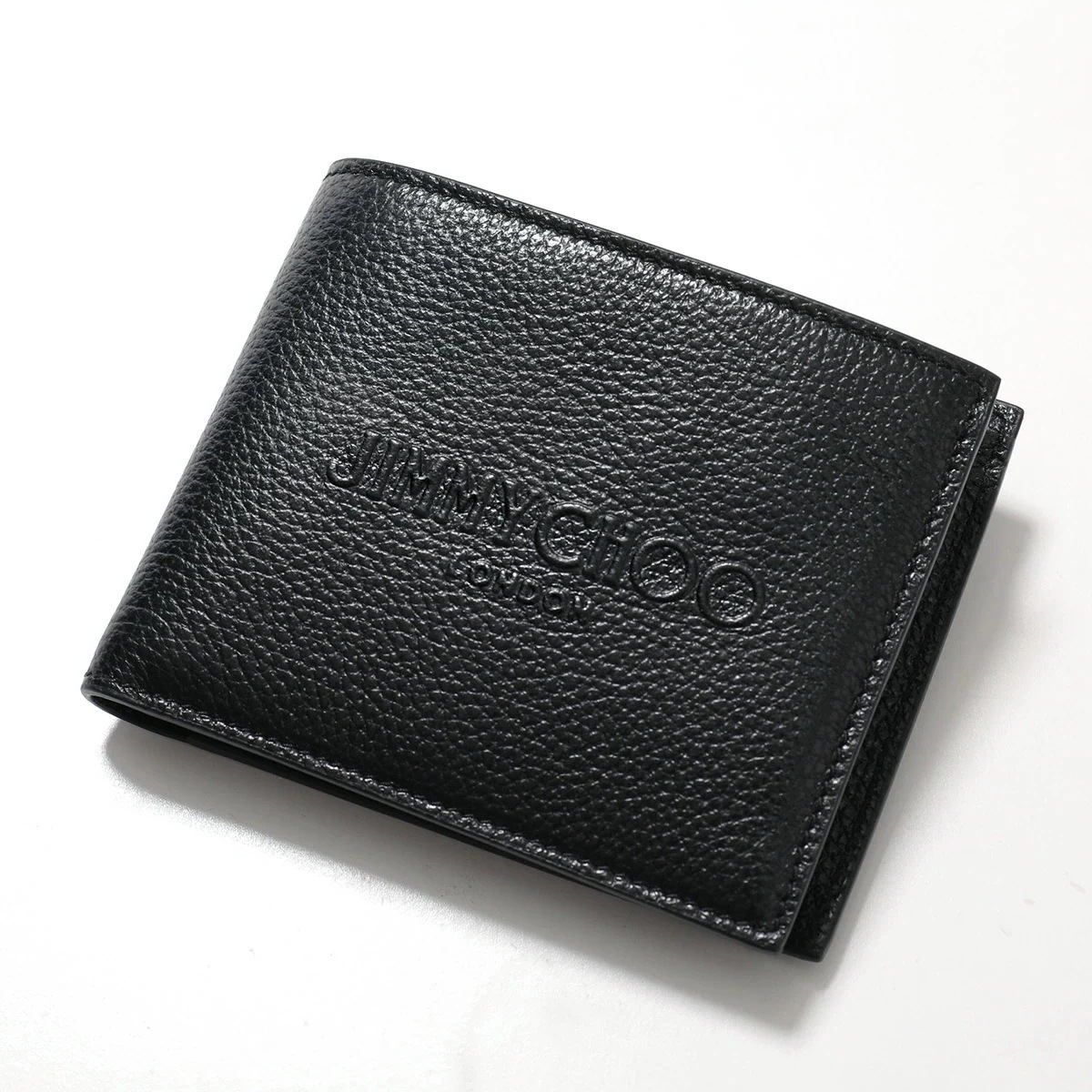 Jimmy Choo ジミーチュウ 二つ折り財布 LUKA LDA ルカ メンズ レザー 小銭入れあり ミニ財布 ロゴ BLACK/GUNMETAL