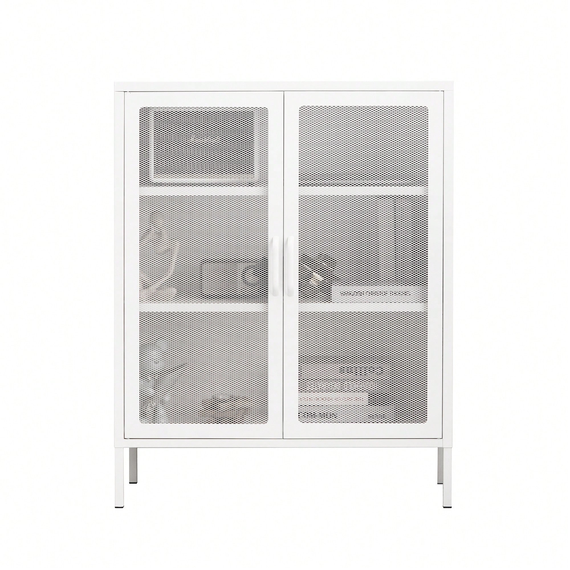 キャビネット サイドボード 収納棚 扉付き スチール製 可動棚 スリム 収納