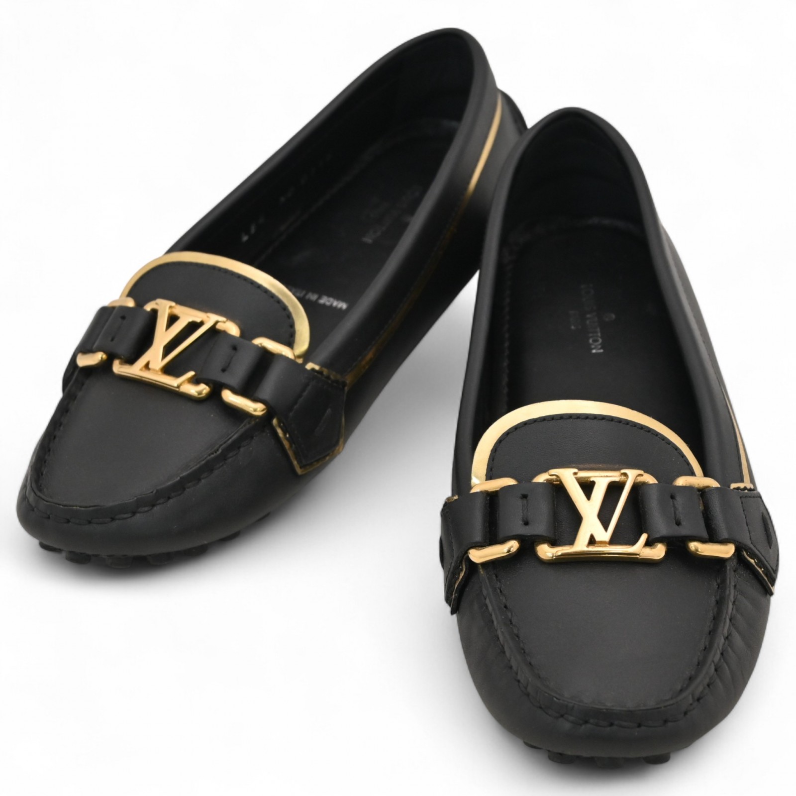 ルイヴィトン LV ドライビングシューズ 34 ブラック×ゴールド Aランク lv2219cc