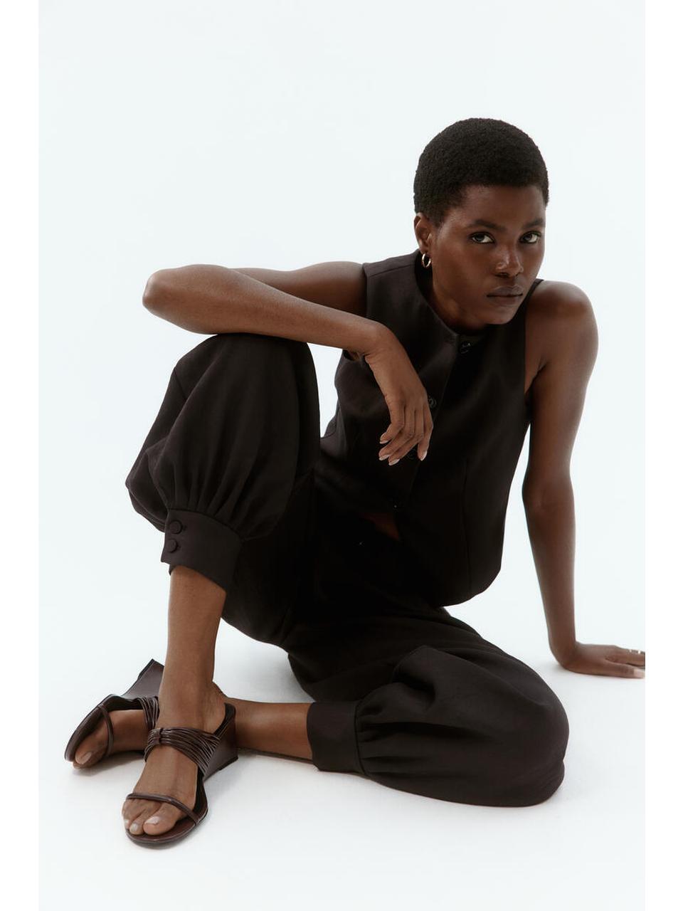 H&M ウェッジヒールサンダルダークブラウン 1332970002