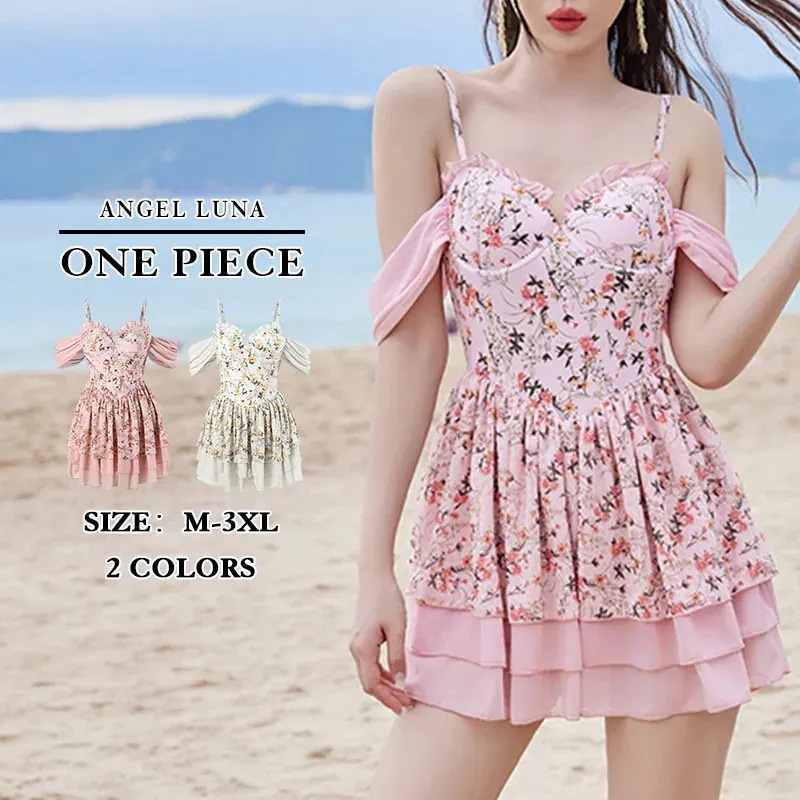 ワンピース水着 レディース 体型カバー オールインワン 大きいサイズ ワイヤー付き フリル ボクサー シアー 花柄 103040代 大人 女性用 小胸水着 盛れる お洒落 おしゃれ 可愛い