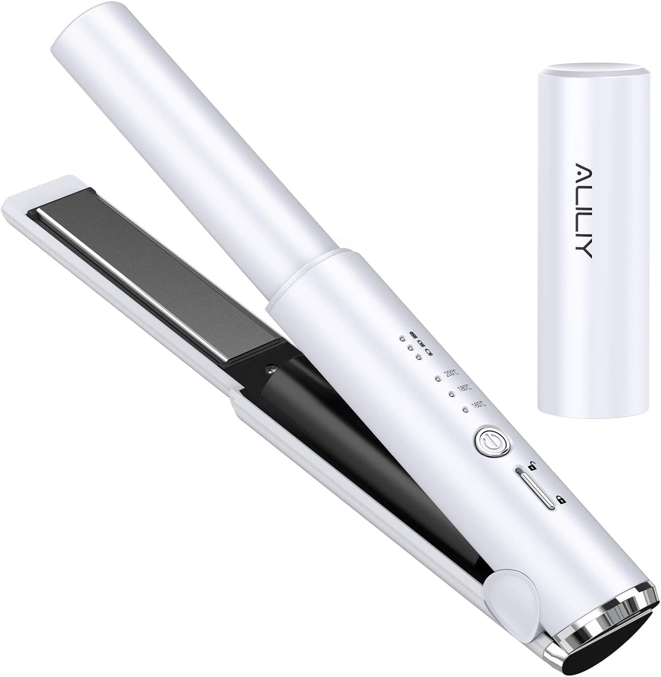 ヘアアイロン コードレス ストレート ミニ ヘアアイロン usb充電式 2way カール&ストレート 3段階温度設定可能 ワイヤレス 前髪 軽量 カバー付き 日本語説明書付き ホワイト