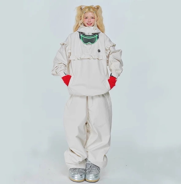 スノーボードウェア 2024 2025 上下セット レディース メンズ 防水20000 ジャケット アウター パンツ フリル スウェット セットアップ