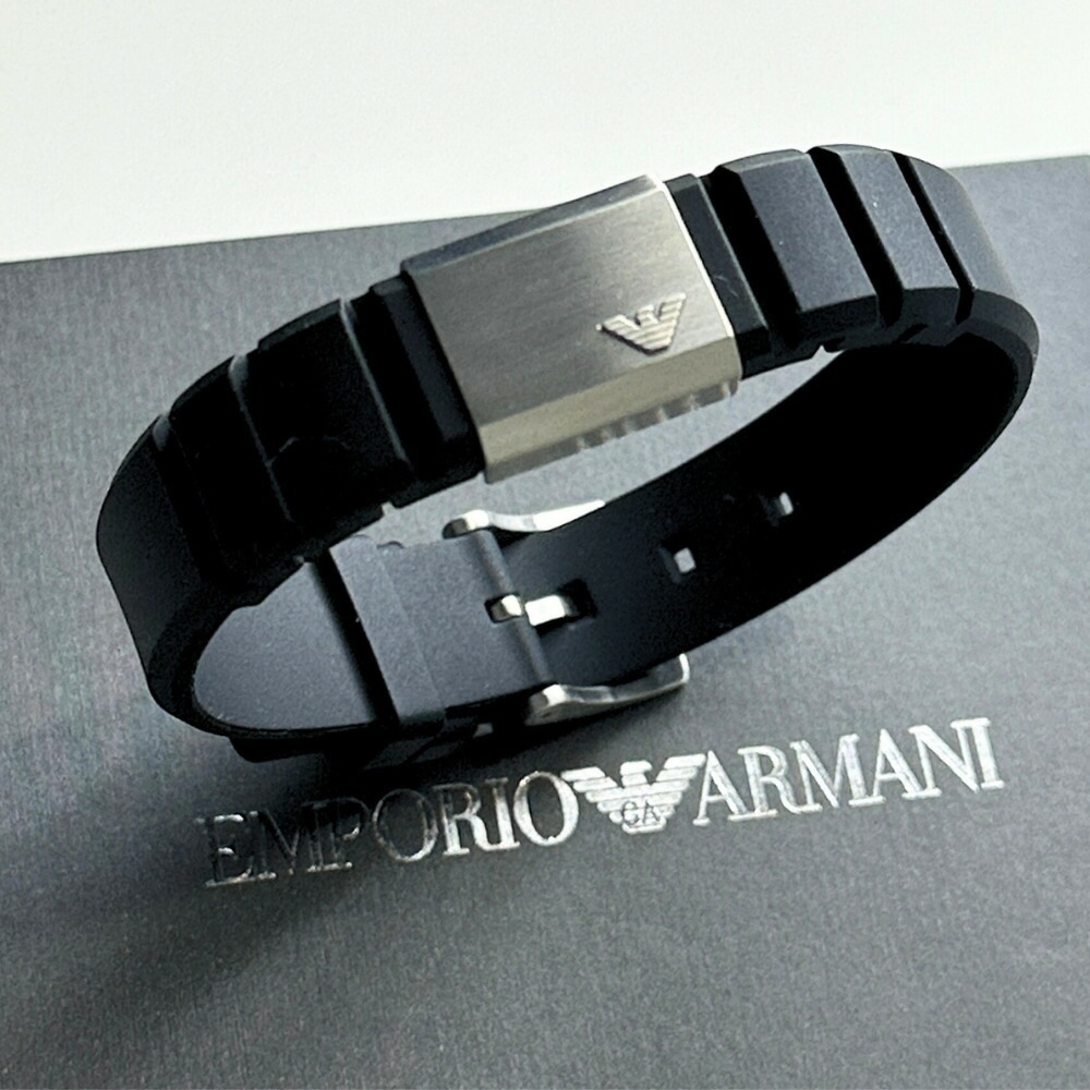エンポリオアルマーニ ラバー ブレスレット メンズ シンプル かっこいい ブラック アクセサリー ブランド おしゃれ プレゼント 男性 誕生日プレゼント 彼氏 結婚 記念日 旦那 夫 父 ギフト 贈り