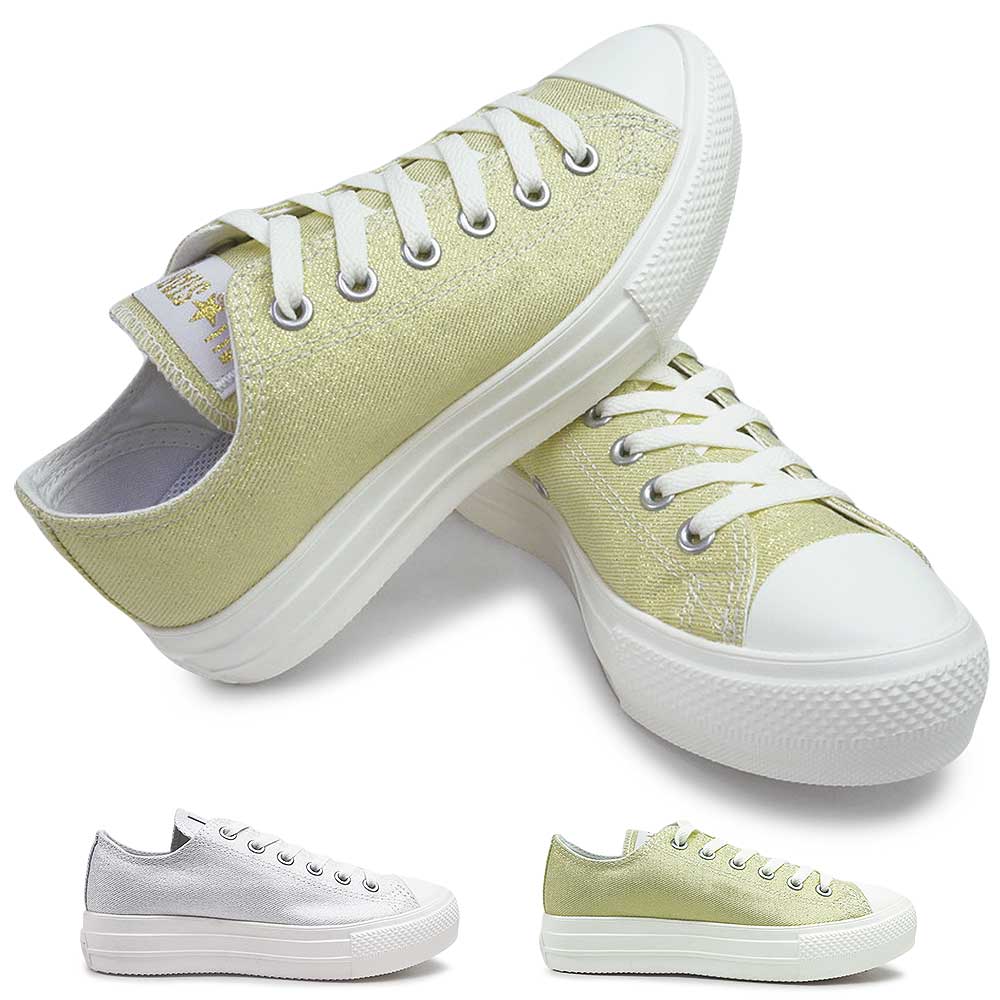 スニーカー レディース オールスター ライト PLTS シャイニーキャンバス OX ローカット 厚底 軽量