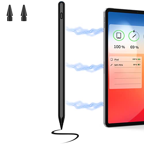 【2023新登場 ワイヤレス充電】NTHJOYS タッチペン iPad 極細 超高感度 ipad ペンシル apple pencil アップルペンシル 誤作動防止/自動オフ/磁気吸着充電/USB充電
