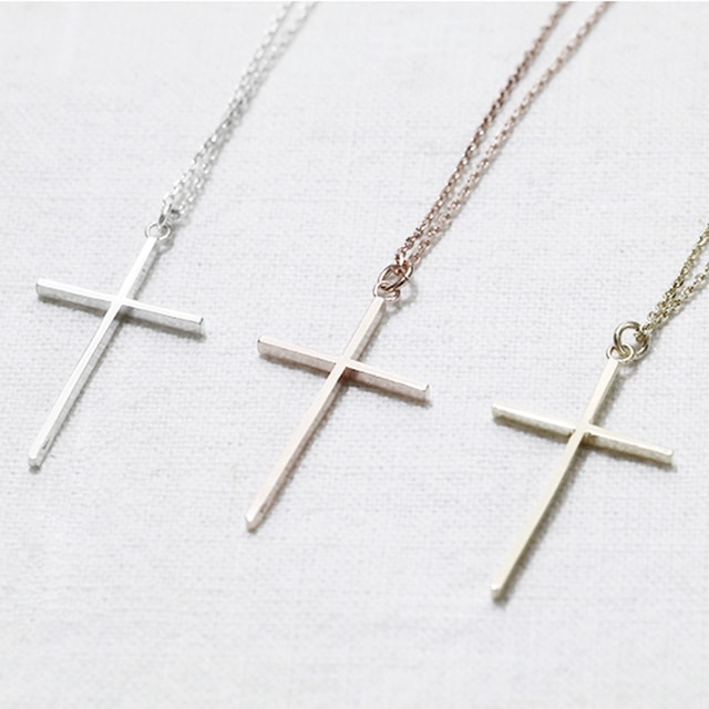 シルバー925クロスレイヤード銀ネックレス