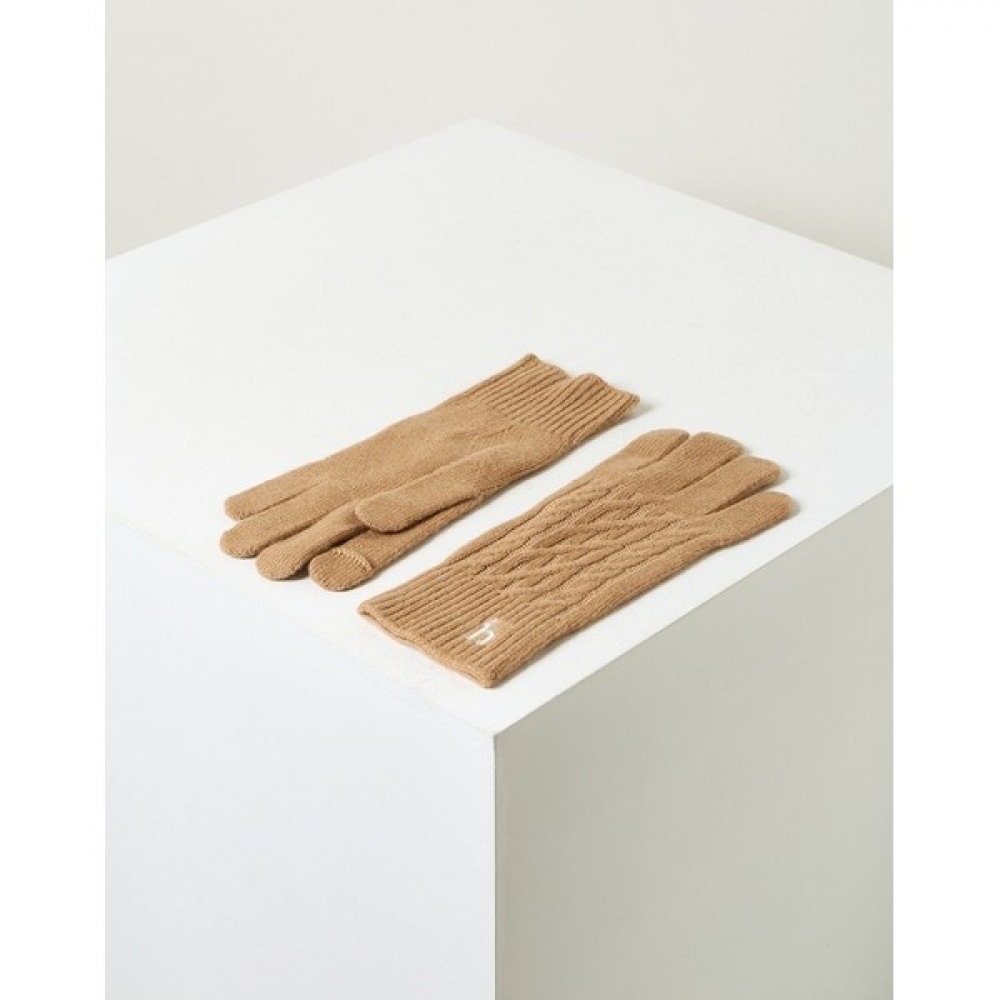 (ヘッジズレディース) 24FW ケーブルニットグローブキャメル HSGV4D901CM