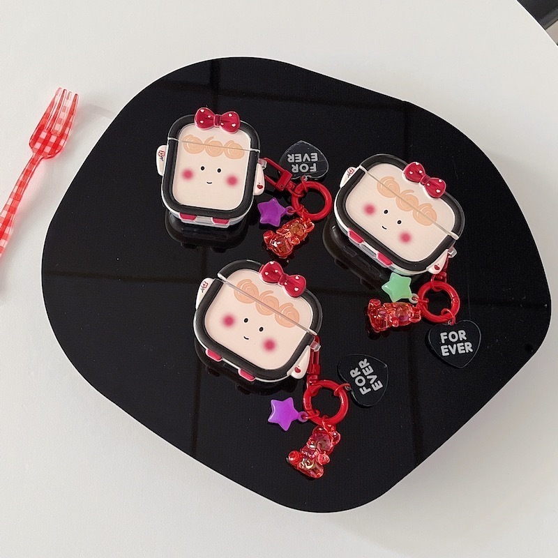キーホルダ リボン カラビナ クリアケース カバー 第2/1世代 AirPods だんご かわいい AirPods3ケース airpodspro2ケース proケース airpods