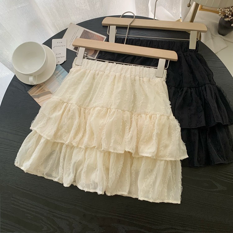 【1つ買うと10つ無料】夏の女性のための白いふわふわケーキスカートスカート