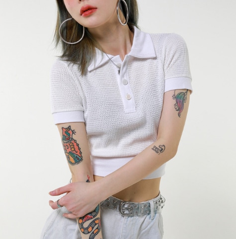 [韓国の人気商品 highschooldisco]See Through PK Shirt_White