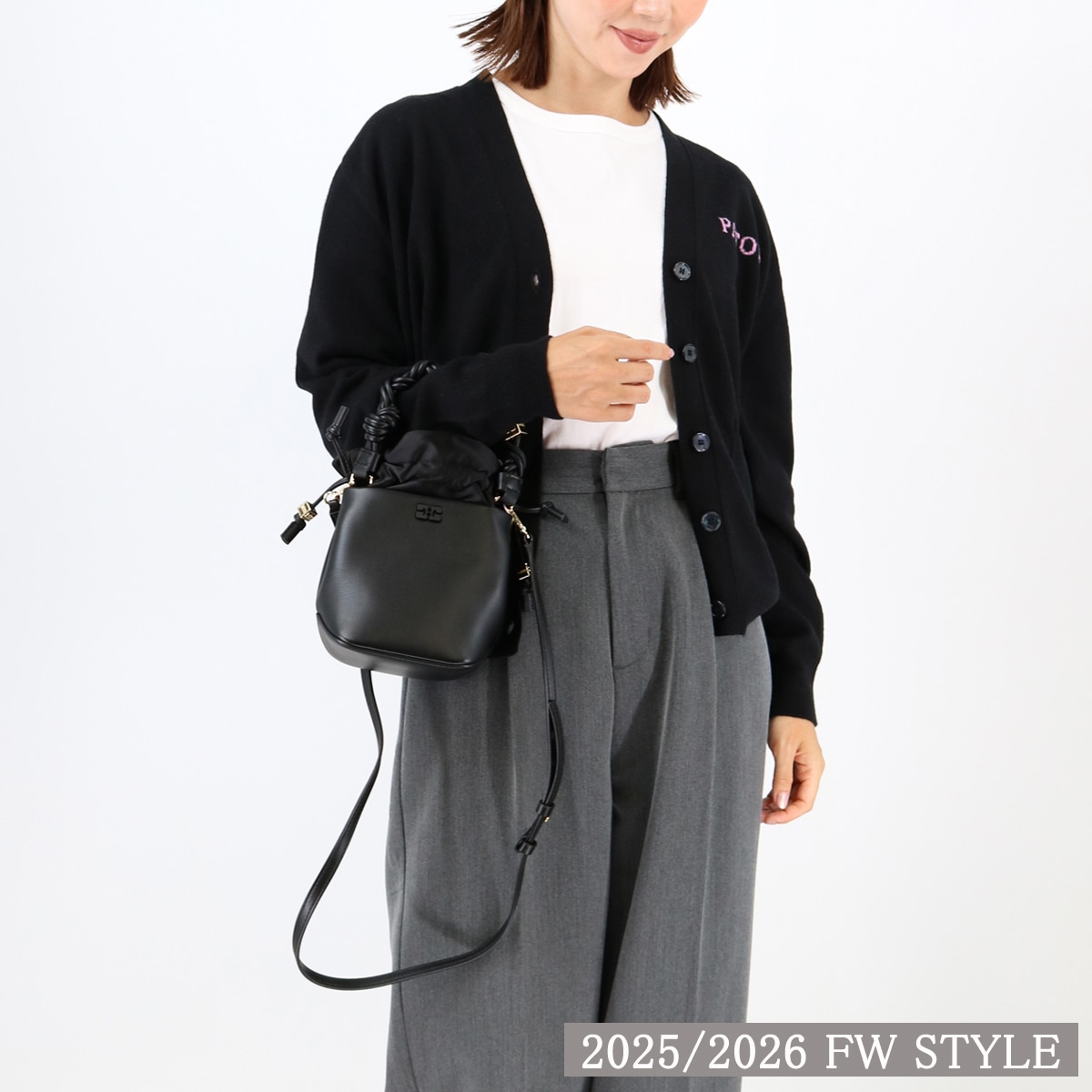 バケットバッグ Bou Bucket Mini A6800 Black/099 ブーバッグ ショルダーバッグ ハンドバッグ リサイクルレザー バタフライロゴ レディース 2way