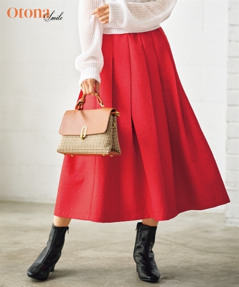 ロングスカート ハート柄ジャガードタックスカート OtonaSMILE 6,459円