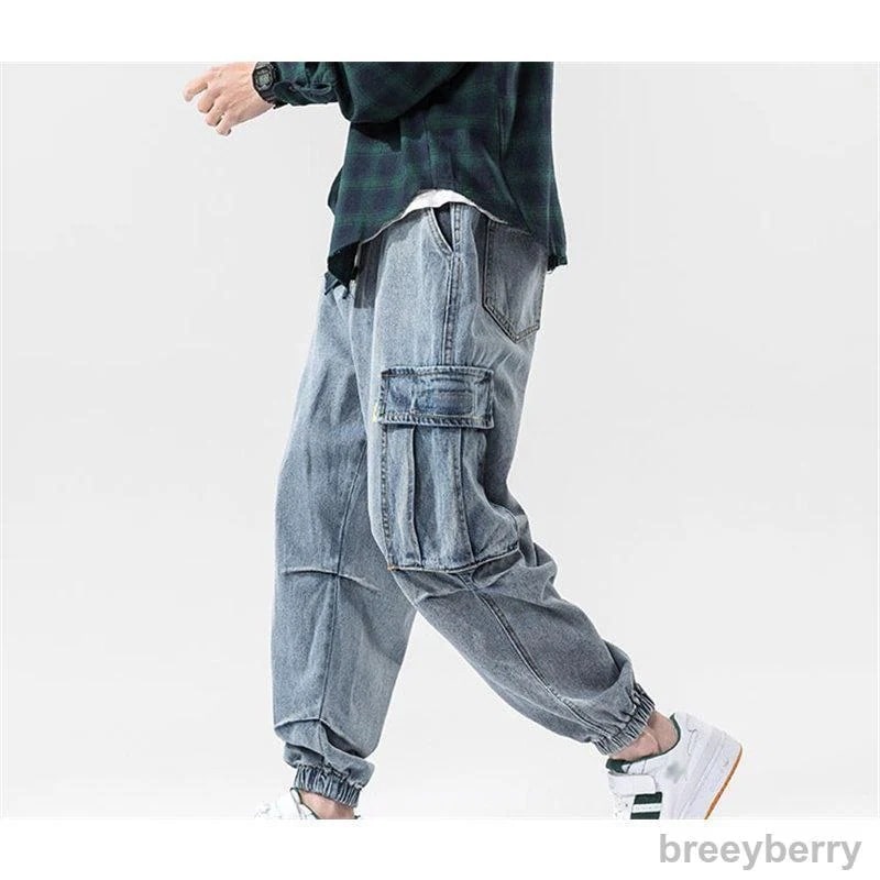 【即納】極太 デニム ジーンズ パンツ カーゴパンツ メンズ ルーズフィット ヒップホップ ストリート系 ワイドパンツ バギーパンツ 大きいサイズ