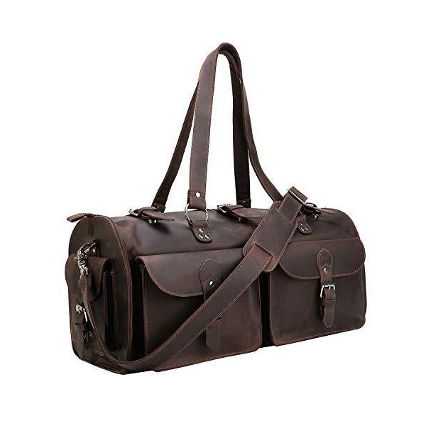 Polare 22 Indiana Jones Looking Natural Leather Weekender Carry On Duffle Duffel Bag 並行輸入品