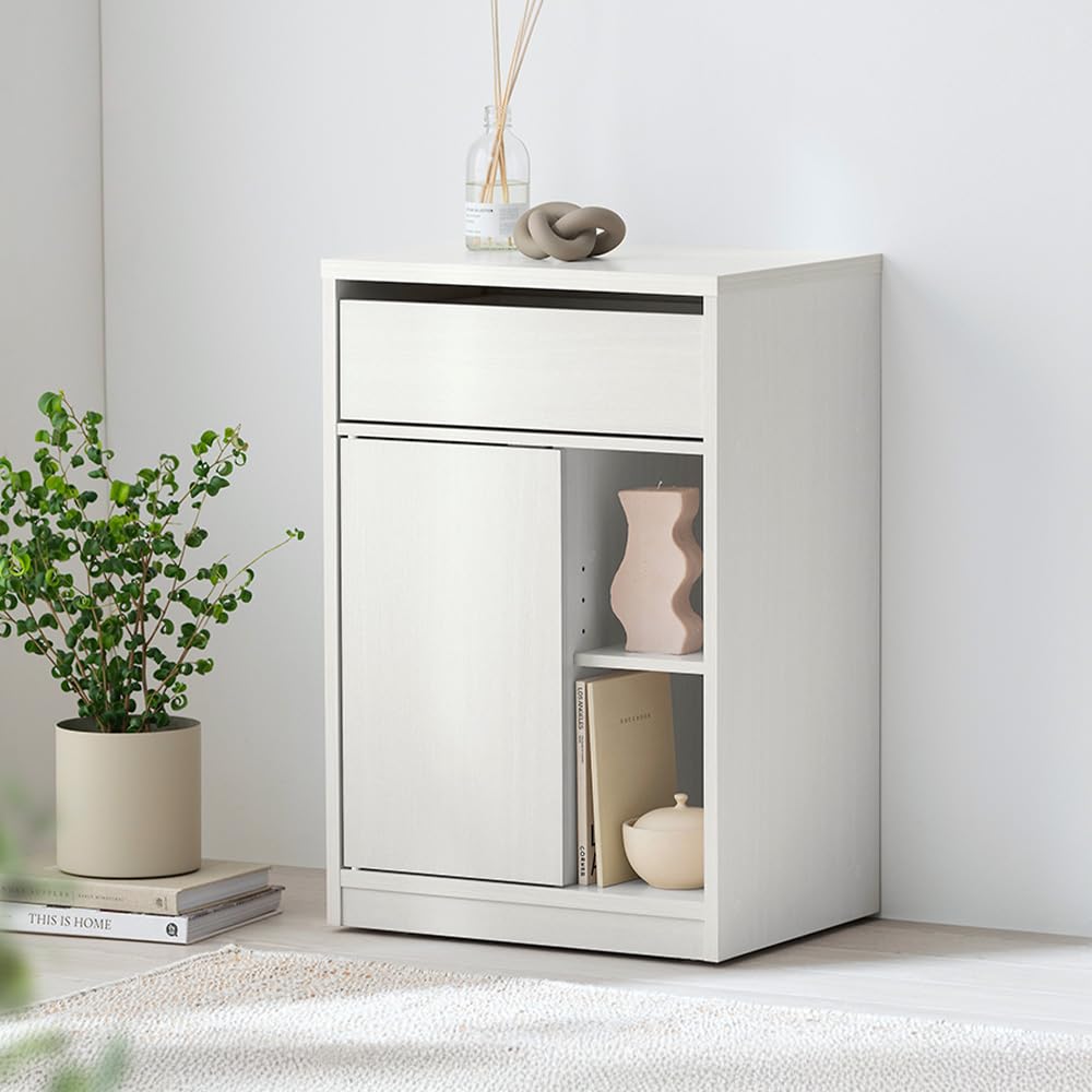 ウッドサイドチェスト チェスト 収納棚 キャビネット デスクワゴン サイドチェスト キャスター付き WSC-468 ホワイト