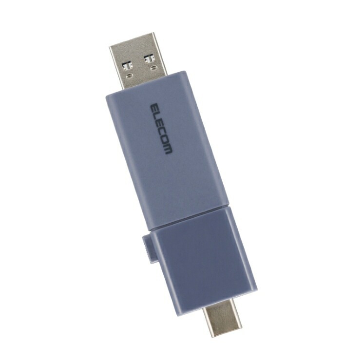 エレコム USBメモリ 128GB USB3.2 Gen1 ( USB Type-C / USB-A 両対応 ) スライド式 高速データ転送 セキュリティソフト使用可 ブルー MF-WSAU3128G
