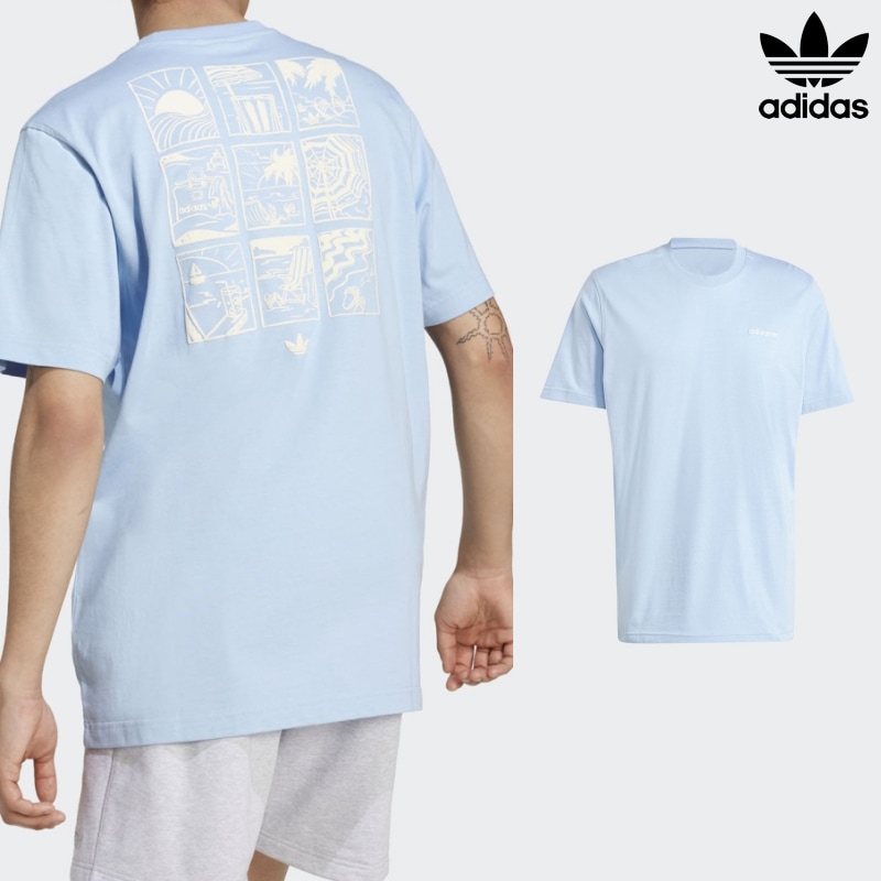 [ADIDAS] アディダス 半袖 ビーチデー Tシャツ スカイブルー / 80S BEACH T-SHIRT SKYBLUE