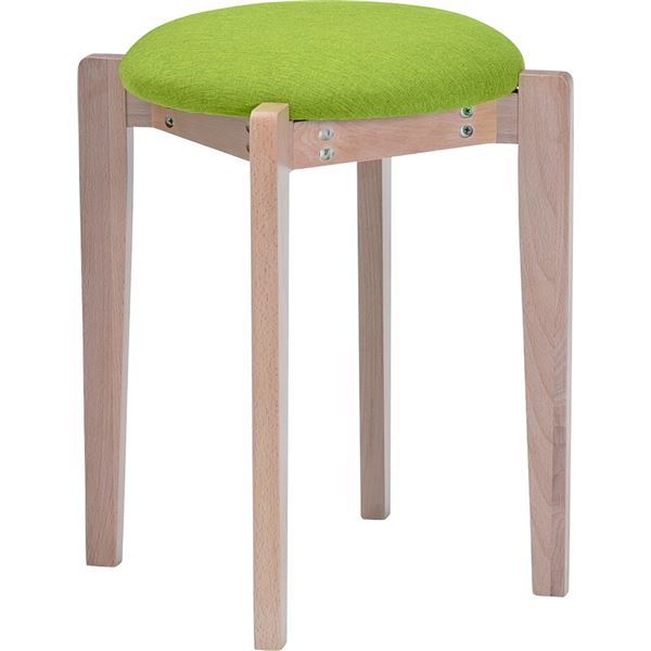 スタッキング スツール (ナチュラル×グリーン) 幅40.5×奥行40.5×高さ46.5cm 円形 ファブリック 木製 完成品 (リビング)